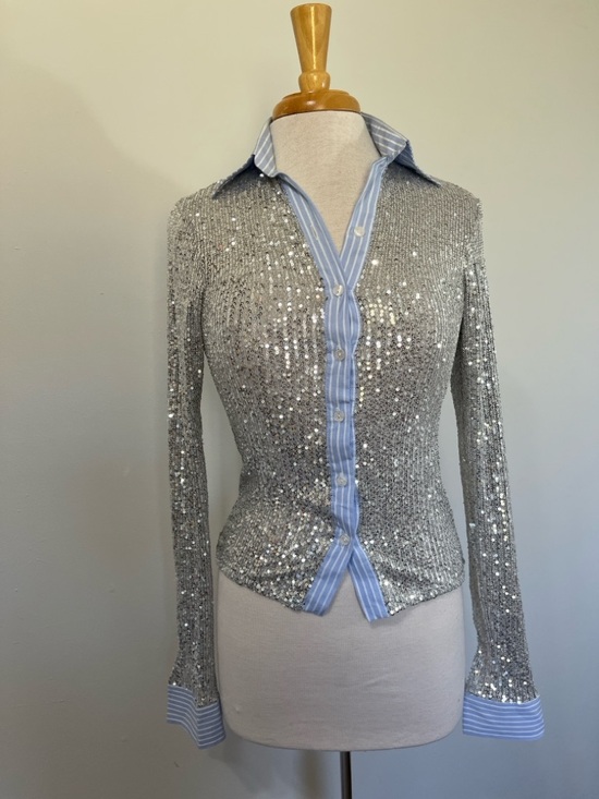 Hand Over Jack’s Womens Medium Blouse Sequin Party Ex-boyfriend Made in Spain - Picture 4 of 12